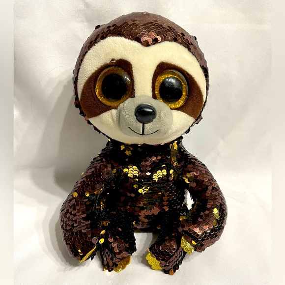 Large 8” Ty Beanie Boo Dangler the Sloth flip sequin plush excellent condition - Picture 1 of 8